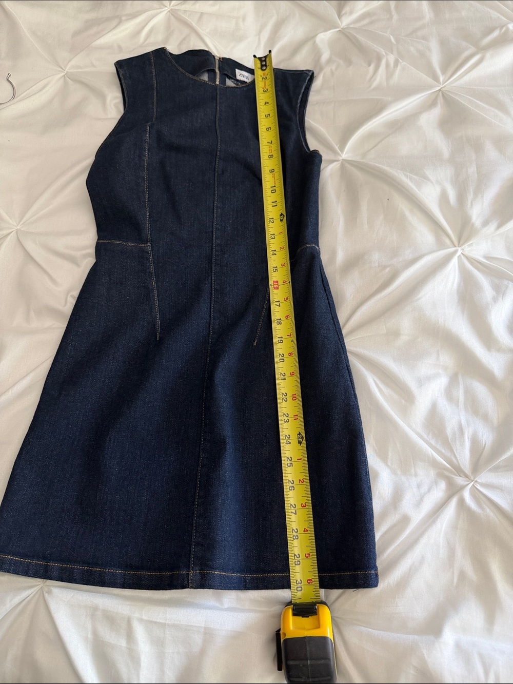 Zara Dark Blue Denim Sleeveless Mini Dress SIZE XS - Picture 8 of 9